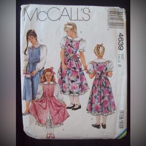 Vintage McCalls Pattern 4639 
Girl's Jumper, Petticoat, &  Blouse Size 8 
UC NOS